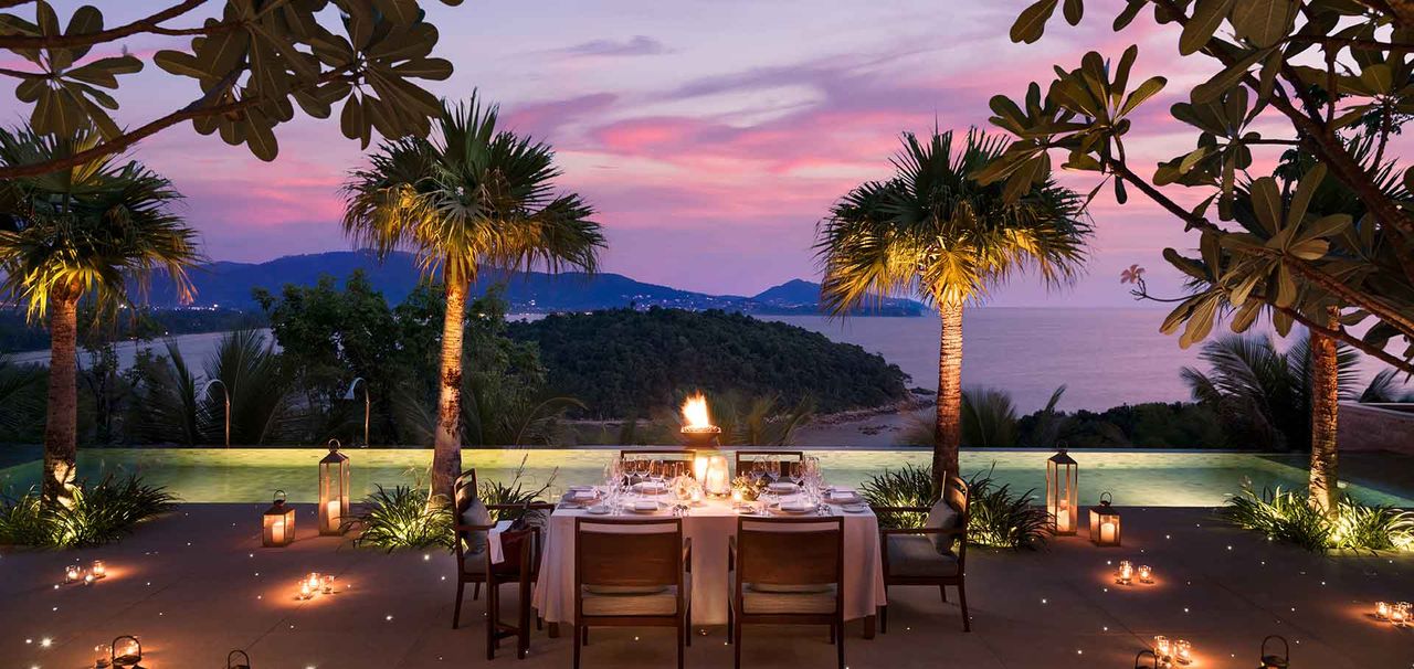 Sunset dinner on a Layan Residences terrace