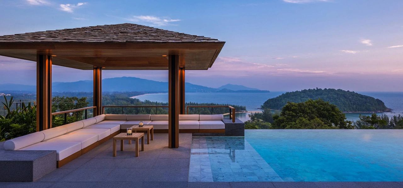 Pavilion above the infinity pool at Avadina Hills