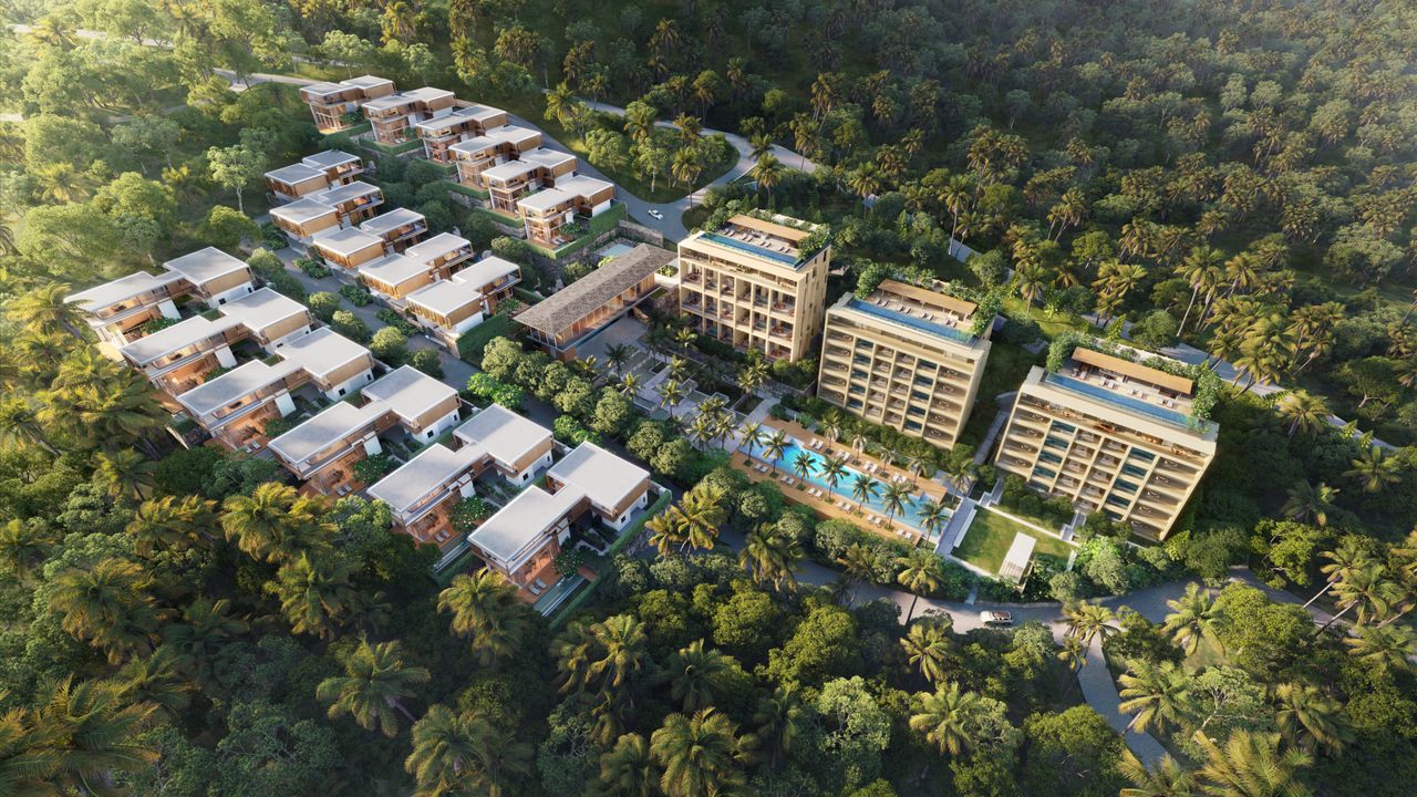Kiara Reserve villas and condominiums seen from above